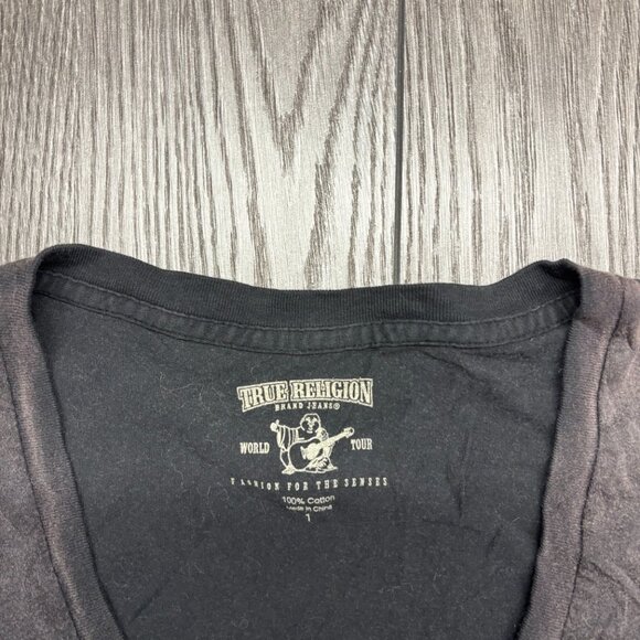 True Religion Light Black Long Sleeve Shirt Womens 1 Medium Designer - Picture 3 of 8